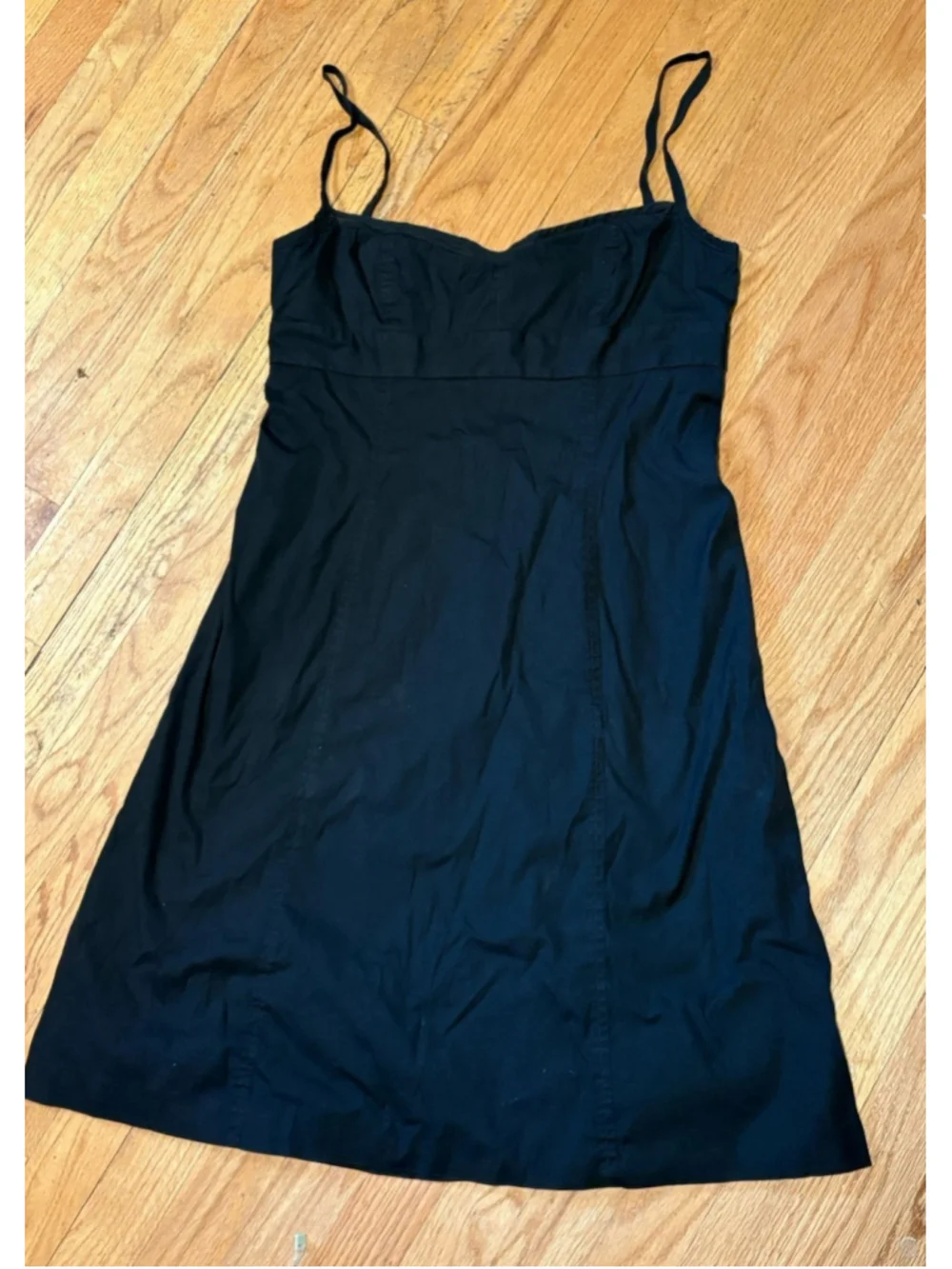 Vintage J.Crew Black Spaghetti Strap Sundress Womens 8 A-Line Midi Dress - Picture 8 of 8